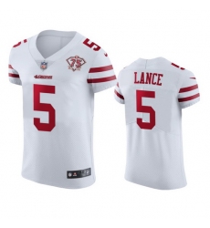 Nike San Francisco 49ers 5 Trey Lance White Men 75th Anniversary Stitched NFL Vapor Untouchable Elite Jersey