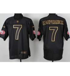Nike San Francisco 49ers 7 Colin Kaepernick Black PRO Gold Lettering Fashion NFL Jersey