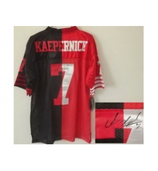 Nike San Francisco 49ers 7 Colin Kaepernick Red Black Elite Split Signed NFL Jersey