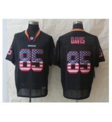 Nike San Francisco 49ers 85 Vernon Davis Black Elite USA Flag Fashion NFL Jersey