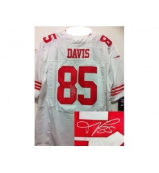 Nike San Francisco 49ers 85 Vernon Davis White Elite Signed NFL Jersey