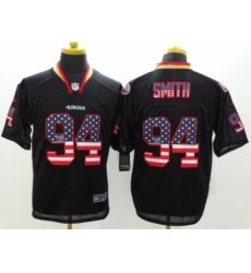 Nike San Francisco 49ers 94 Justin Smith Black Elite USA Flag Fashion NFL Jersey