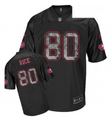Reebok San Francisco 49ers 80 Jerry Rice Premier EQT Sideline Black United Throwback NFL Jersey