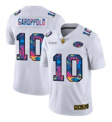 San Francisco 49ers 10 Jimmy Garoppolo Men White Nike Multi Color 2020 NFL Crucial Catch Limited NFL Jersey