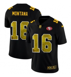 San Francisco 49ers 16 Joe Montana Men Black Nike Golden Sequin Vapor Limited NFL Jersey