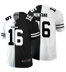 San Francisco 49ers 16 Joe Montana Men Black V White Peace Split Nike Vapor Untouchable Limited NFL Jersey