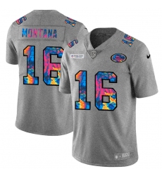 San Francisco 49ers 16 Joe Montana Men Nike Multi Color 2020 NFL Crucial Catch NFL Jersey Greyheather