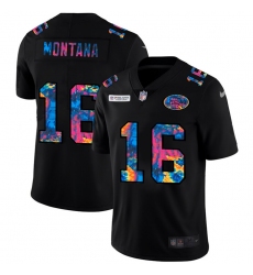 San Francisco 49ers 16 Joe Montana Men Nike Multi Color Black 2020 NFL Crucial Catch Vapor Untouchable Limited Jersey