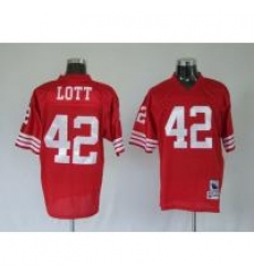 San Francisco 49ers 42 Ronnie Lott Red Throwback Jerseys