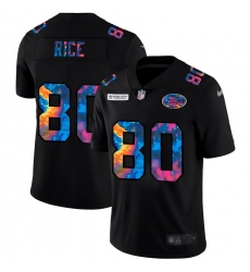 San Francisco 49ers 80 Jerry Rice Men Nike Multi Color Black 2020 NFL Crucial Catch Vapor Untouchable Limited Jersey