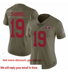 49ers 19 Deebo Samuel Olive Women Stitched Football Limited 2017 Salute to Service Jersey