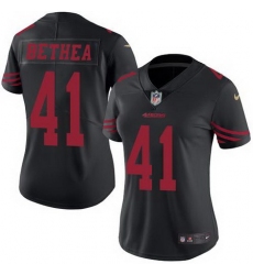 Nike 49ers #41 Antoine Bethea Black Womens Stitched NFL Limited Rush Jersey