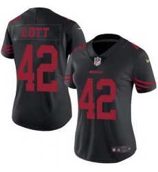 Nike 49ers #42 Ronnie Lott Black Womens Stitched NFL Limited Rush Jersey