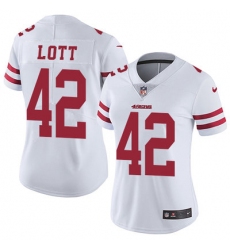 Nike 49ers #42 Ronnie Lott White Womens Stitched NFL Vapor Untouchable Limited Jersey