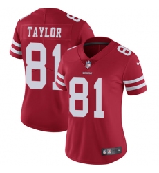 Nike 49ers #81 Trent Taylor Red Team Color Womens Stitched NFL Vapor Untouchable Limited Jersey