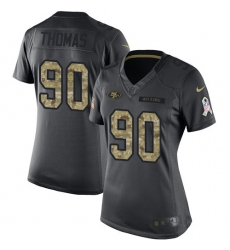 Nike 49ers #90 Solomon Thomas Black Womens Stitched NFL Limited 2016 Salute to Service Jersey