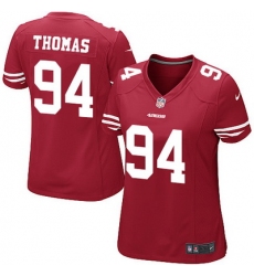 Nike 49ers #94 Solomon Thomas Red Team Color Womens Stitched NFL Elite Jersey