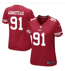 Women NEW 49ers #91 Arik Armstead Red Team Color Stitched NFL Elite Jersey