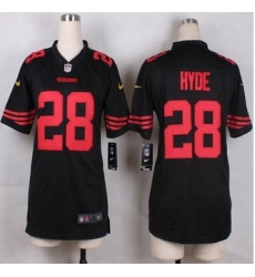 Women New 49ers #28 Carlos Hyde Black Alternate Stitched NFL Elite Jersey