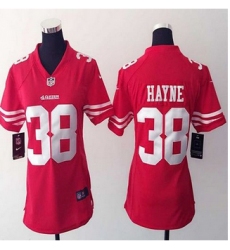 Women New 49ers #38 Jarryd Hayne Red Team Color Stitched NFL Elite Jersey