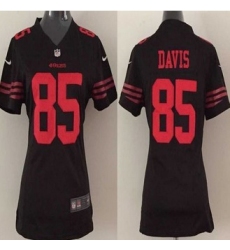 Women New 49ers #85 Vernon Davis Black Alternate Stitched NFL Elite Jersey
