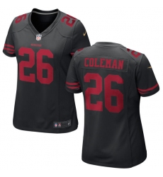 Women Nike 49ers #26 Tevin Coleman Black Game Jersey