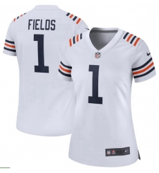 Women Nike Justin Fields White Chicago Bears 2021 NFL Draft First Round Pick Alternate Classic Game Jersey