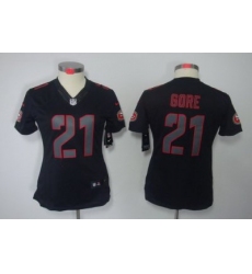 Women Nike San Francisco 49ers #21 Frank Gore Black Jerseys[Impact Limited]