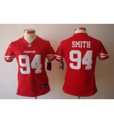 Women Nike San Francisco 49ers #94 Justin Smith Red Color[NIKE LIMITED Jersey]