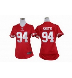 Women Nike San Francisco 49ers #94 Justin Smith Red Jersey
