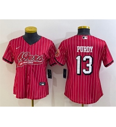 Women San Francisco 49ers 13 Brock Purdy New Red With Patch Cool Base Stitched Baseball JerseyS