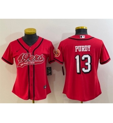 Women San Francisco 49ers 13 Brock Purdy New Red With Patch Cool Base Stitched Baseball Jersey
