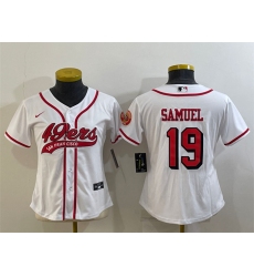 Women San Francisco 49ers 19 Deebo Samuel New White With Patch Cool Base Stitched Baseball Jersey
