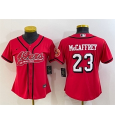 Women San Francisco 49ers 23 Christian McCaffrey New Red With Patch Cool Base Stitched Baseball Jersey