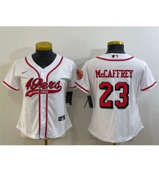 Women San Francisco 49ers 23 Christian McCaffrey New White With Patch Cool Base Stitched Baseball Jersey