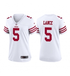 Women San Francisco 49ers 5 Trey Lance White Stitched Jersey