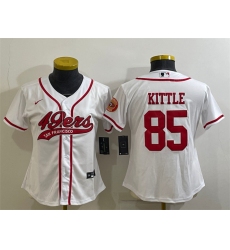 Women San Francisco 49ers 85 George Kittle White With Patch Cool Base Stitched Baseball Jersey