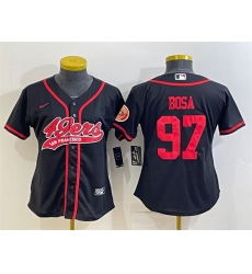 Women San Francisco 49ers 97 Nick Bosa Black With Patch Cool Base Stitched Baseball Jersey