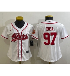 Women San Francisco 49ers 97 Nick Bosa White With Patch Cool Base Stitched Baseball Jersey