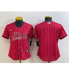 Women San Francisco 49ers Blank Red With Patch Cool Base Stitched Baseball Jersey