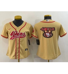 Women San Francisco 49ers Gold Team Big Logo With Patch Cool Base Stitched Baseball Jersey
