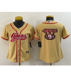 Women San Francisco 49ers Gold Team Big Logo With Patch Cool Base Stitched Baseball Jersey