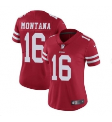 Women San Francisco 49ers Joe Montana #16 Limited Player Red Jersey