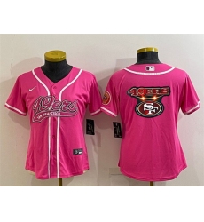 Women San Francisco 49ers Pink Team Big Logo With Patch Cool Base Stitched Baseball Jersey