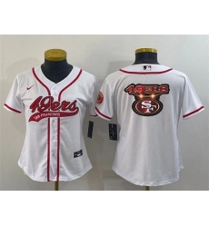 Women San Francisco 49ers White Team Big Logo With Patch Cool Base Stitched Baseball Jersey