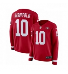 Womens Nike San Francisco 49ers 10 Jimmy Garoppolo Limited Red Therma Long Sleeve NFL Jersey