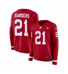 Womens Nike San Francisco 49ers 21 Deion Sanders Limited Red Therma Long Sleeve NFL Jersey
