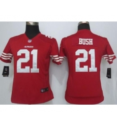 nike women nfl jerseys san francisco 49ers 21 bush red[nike][bush]
