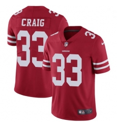 Youth NFL 49ers 33 Roger Craig Red Vapor Untouchable Limited Jersey