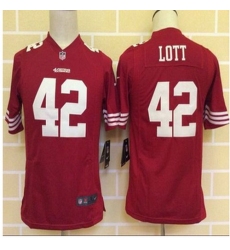 Youth New San Francisco 49ers #42 Ronnie Lott Red Team Color Stitched NFL Elite Jersey